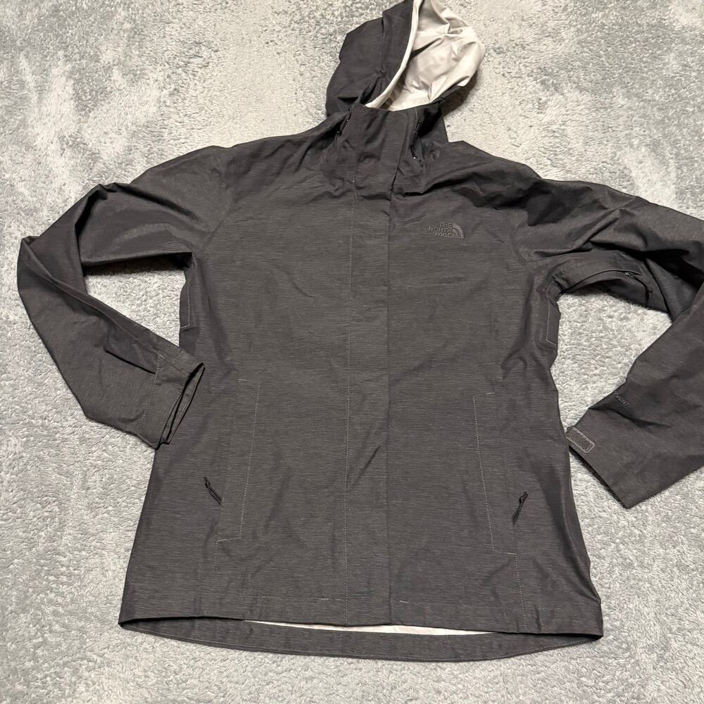 The North Face DryVent Jacket Womens Small Gray Hooded Packable Rain Windbreaker